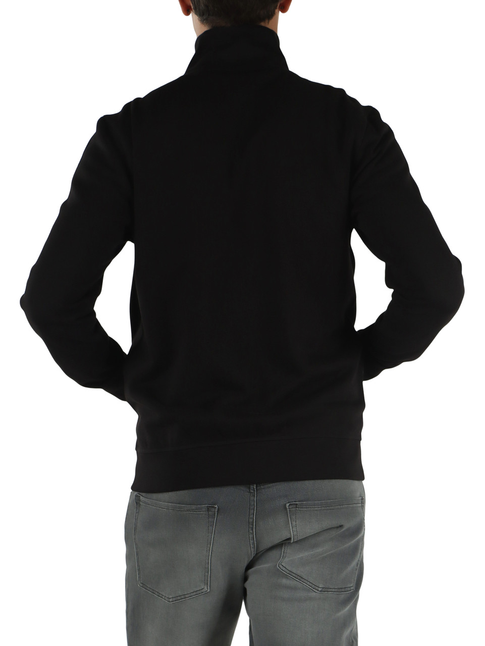 SCHWARZ | Baumwoll-Sweatshirt mit Reißverschluss und Logo-Patch