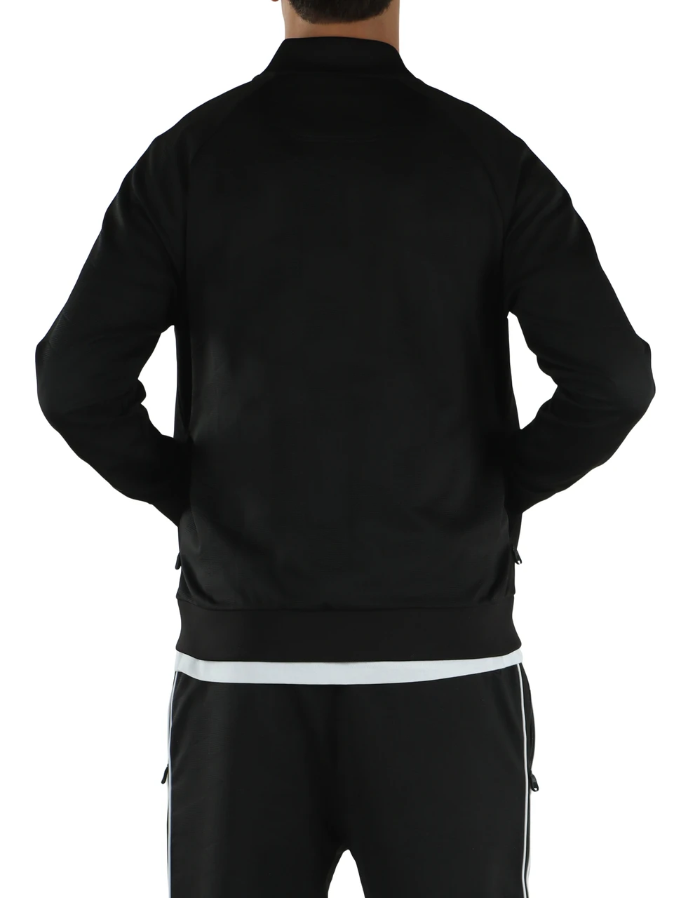 NERO | Felpa con zip in tessuto stretch