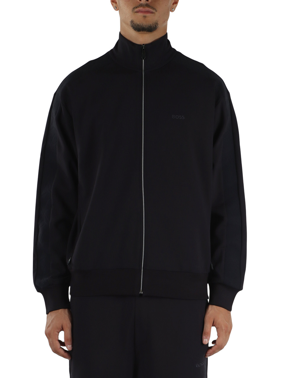 BLU SCURO | Felpa con zip in misto viscosa