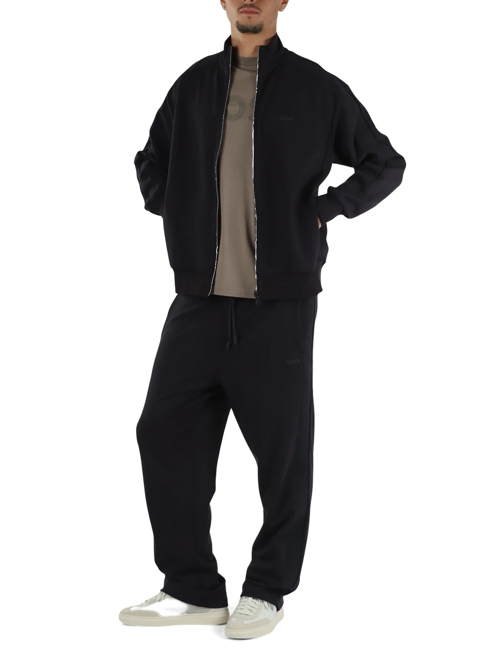 BLU SCURO | Felpa con zip in misto viscosa