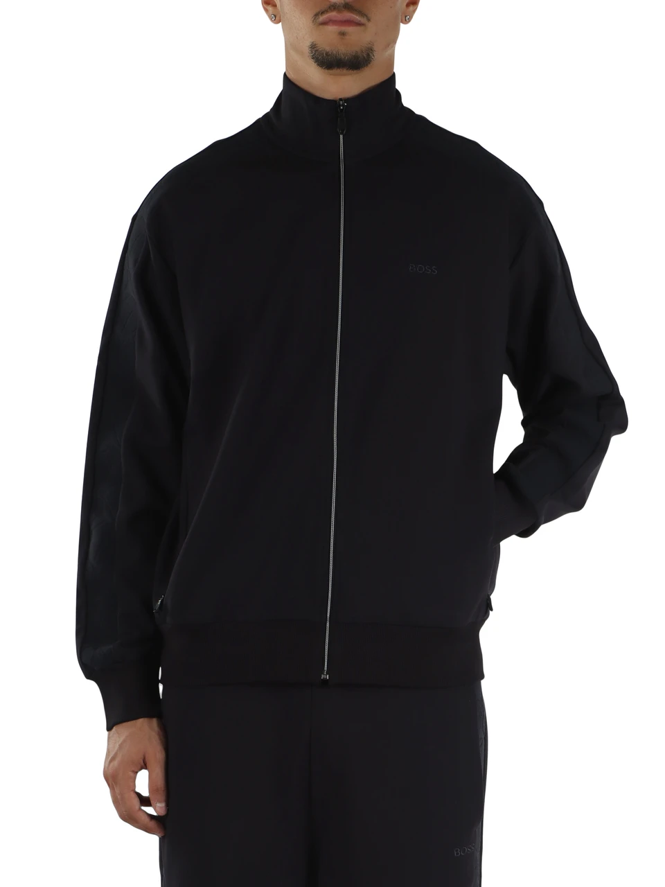 BLU SCURO | Felpa con zip in misto viscosa
