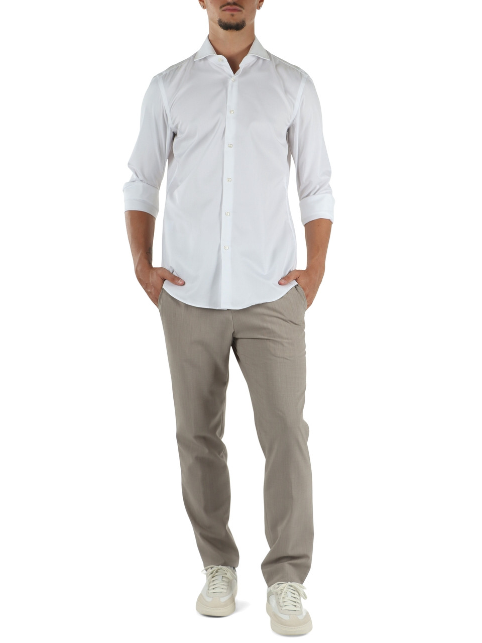 BIANCO | ONE: Camicia slim fit in cotone Getzner