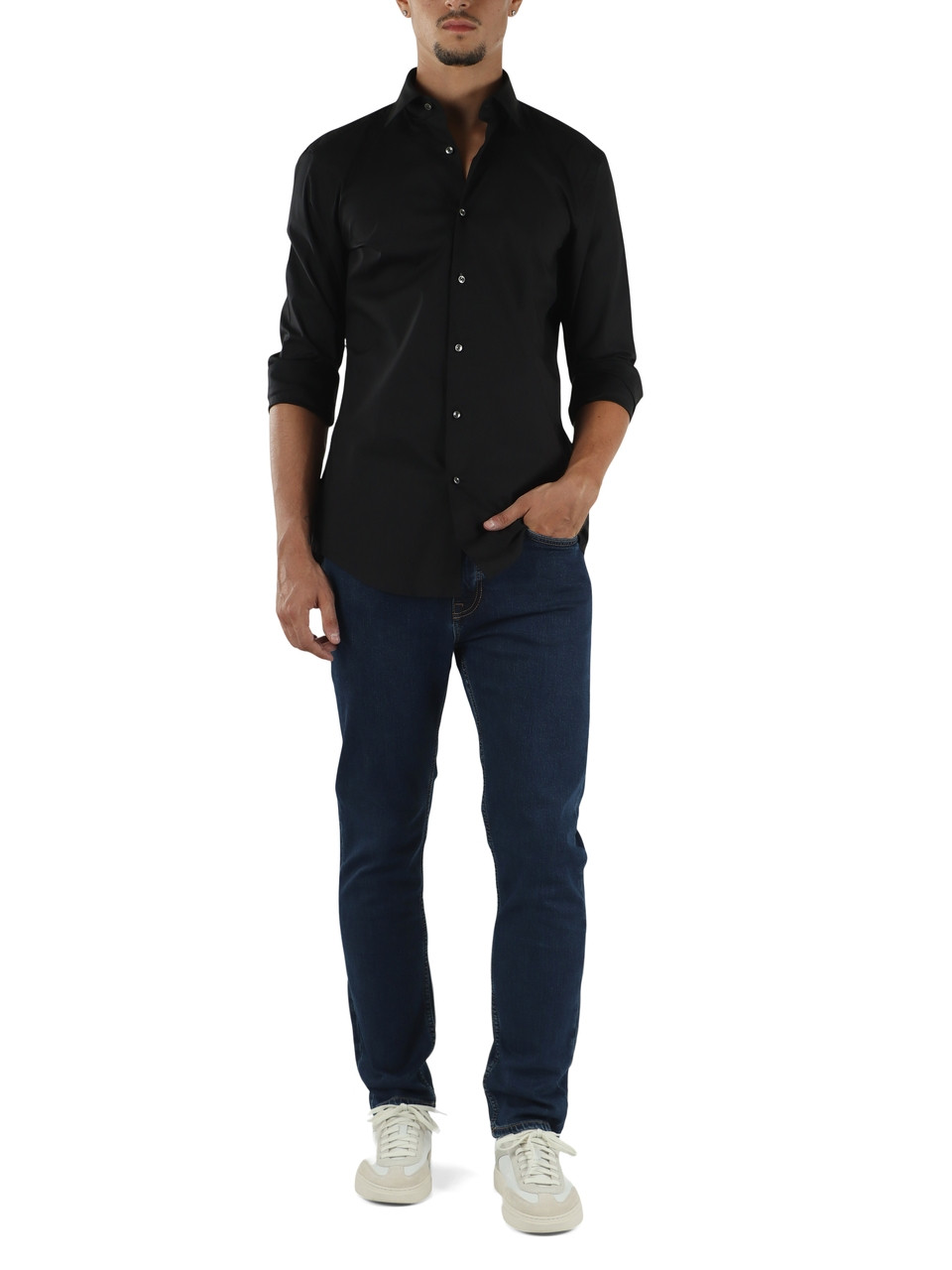 NERO | Camicia slim fit Easy Iron in cotone stretch