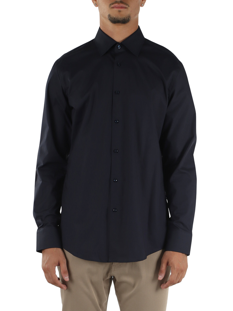 BLU SCURO | Camicia slim fit Easy Iron in cotone stretch