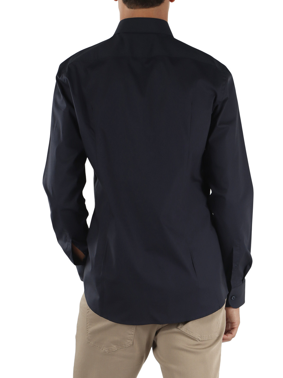 Dunkelblau | Slim-Fit Easy-Iron Hemd aus Stretch-Baumwolle
