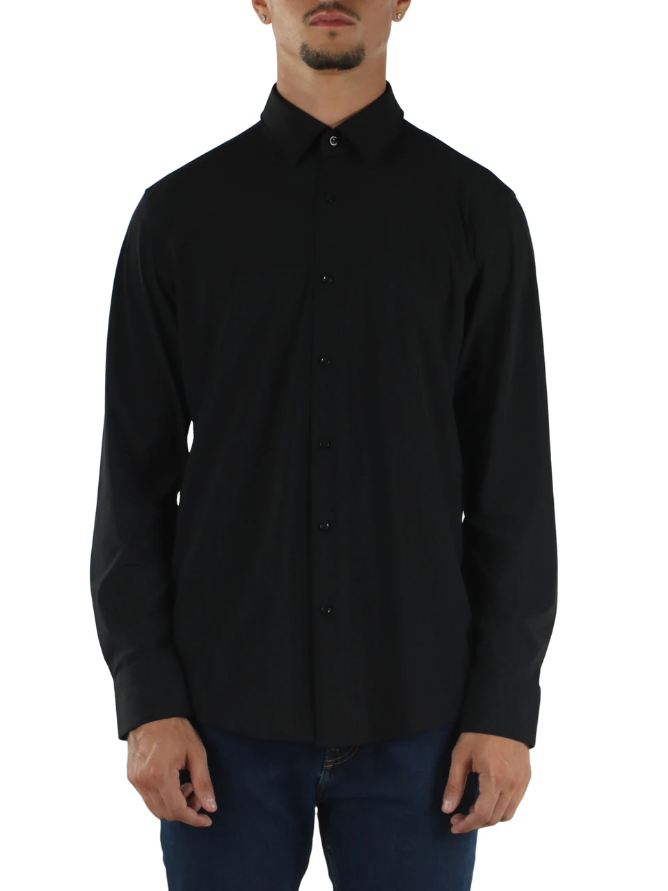 NERO | Camicia slim fit Performance in tessuto stretch