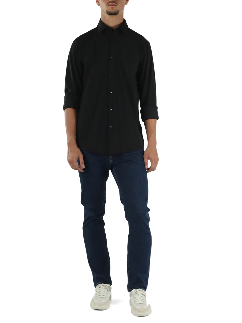 NERO | Camicia slim fit Performance in tessuto stretch