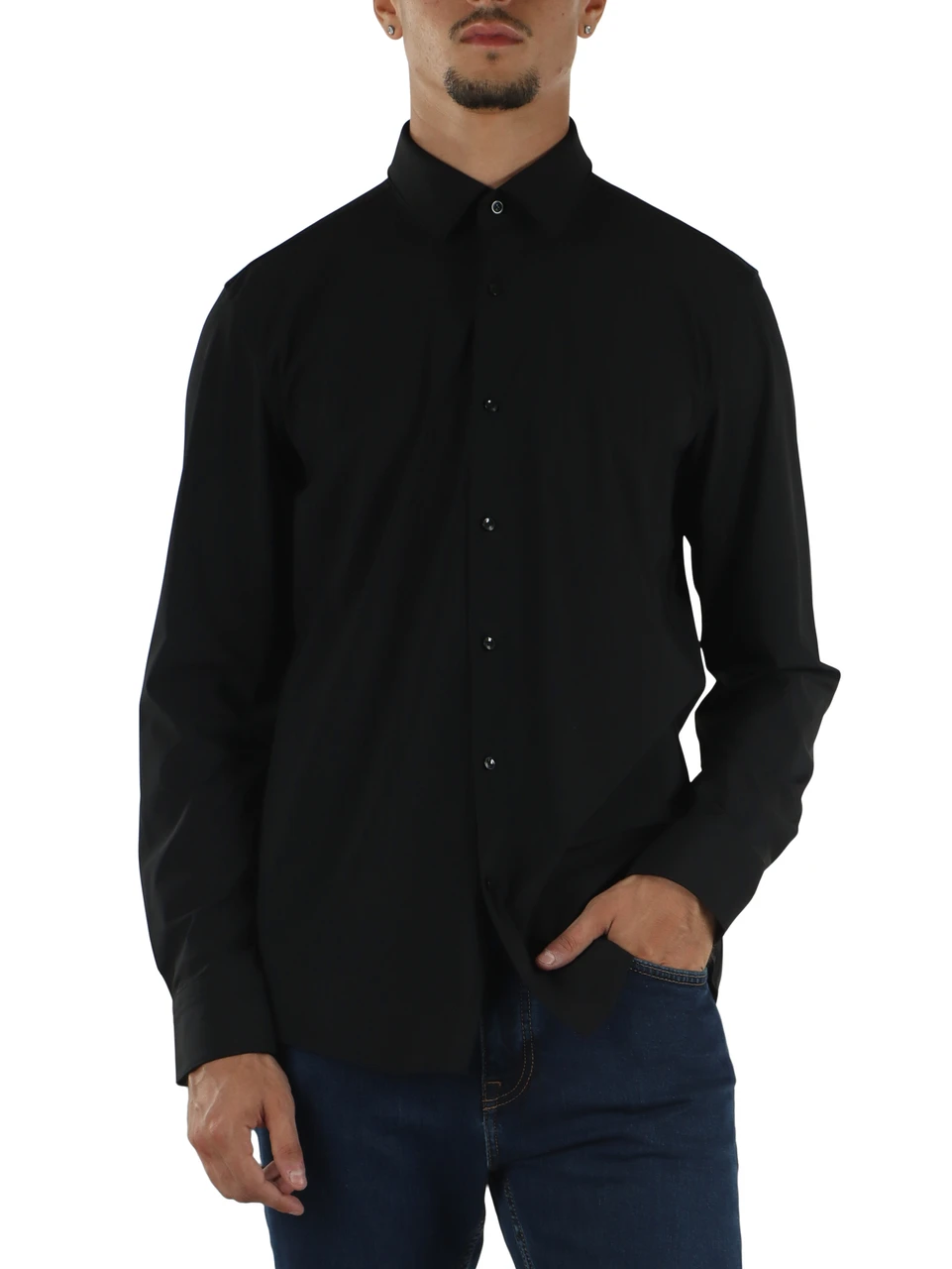 NERO | Camicia slim fit Performance in tessuto stretch