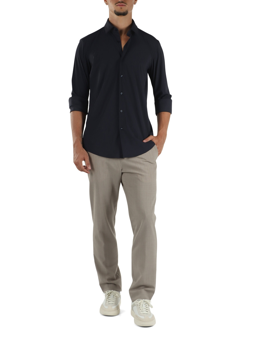 BLU SCURO | Camicia slim fit Performance in tessuto stretch