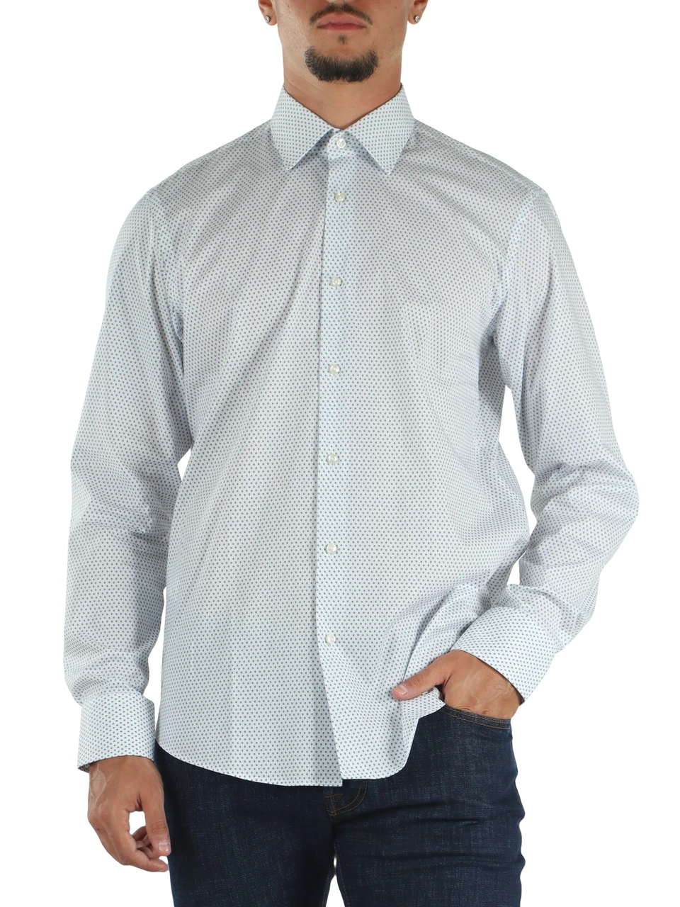 BIANCO | Camicia regular fit in cotone stretch