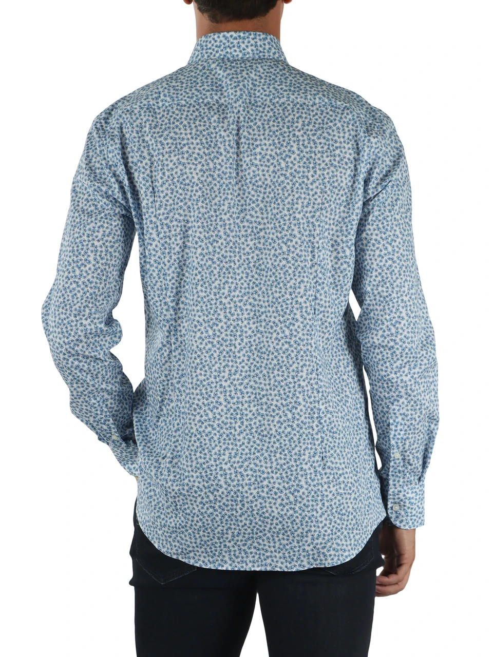 AZZURRO | Camicia stampata slim fit in cotone stretch