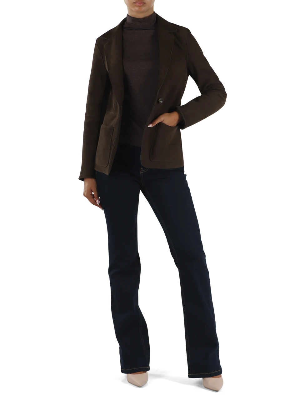 MARRONE | Giacca in pelle scamosciata LUCILLA Mid Season