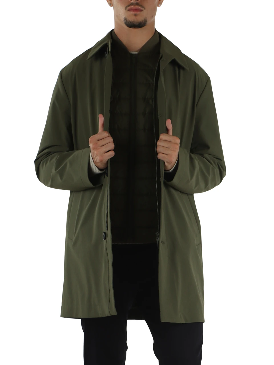 VERDE MILITARE | Giaccone Performance Tech Travel con gilet interno rimovibile