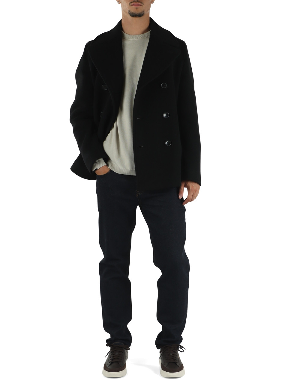 NERO | Caban slim fit in misto lana