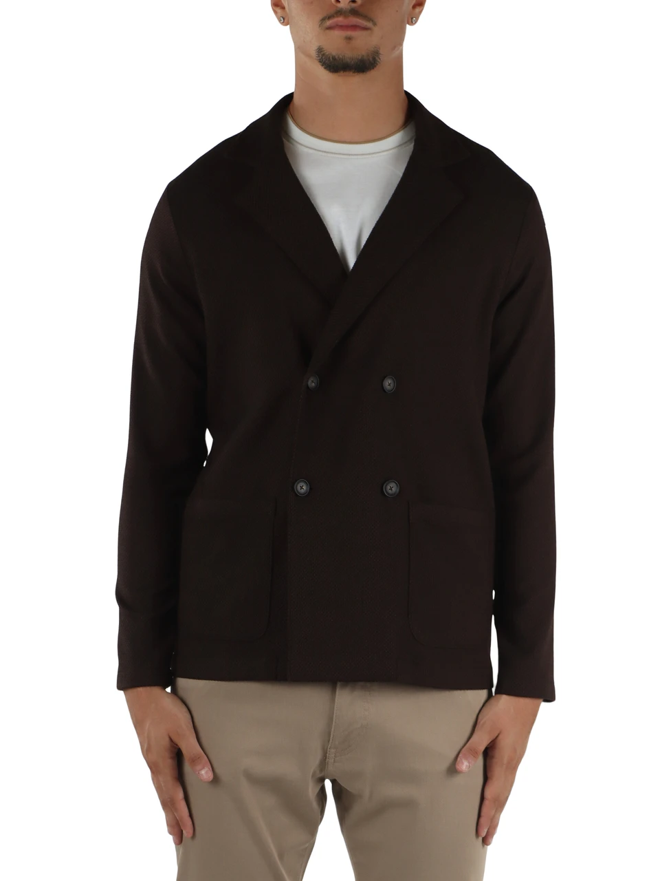 MARRONE | Giacca doppiopetto destrutturata relaxed fit