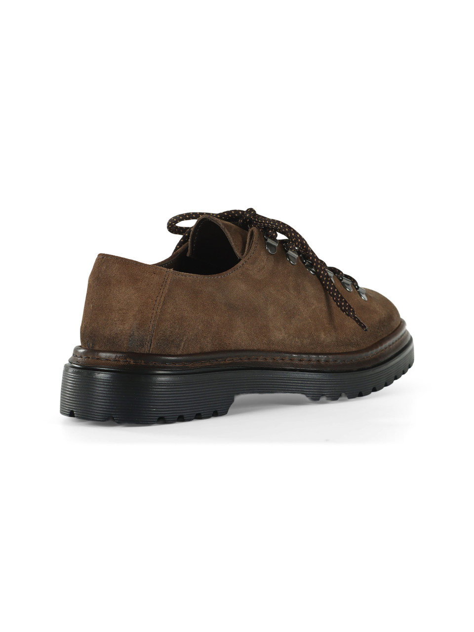 KAKI | Stringata in suede con allacciatura stile trekking
