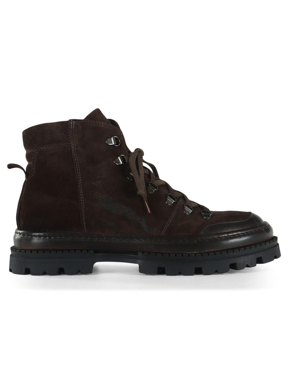 MARRONE | Scarponcino in suede stile trekking
