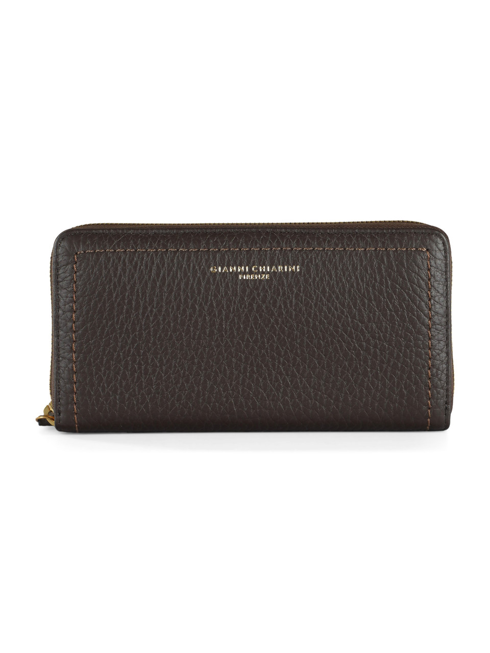 MARRONE | Portafoglio con zip in pelle martellata BUBBLE Large