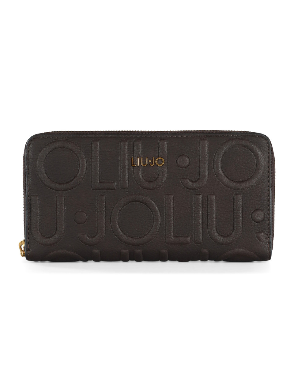 MARRONE | Portafoglio con zip CALIWEN Large con logo impresso