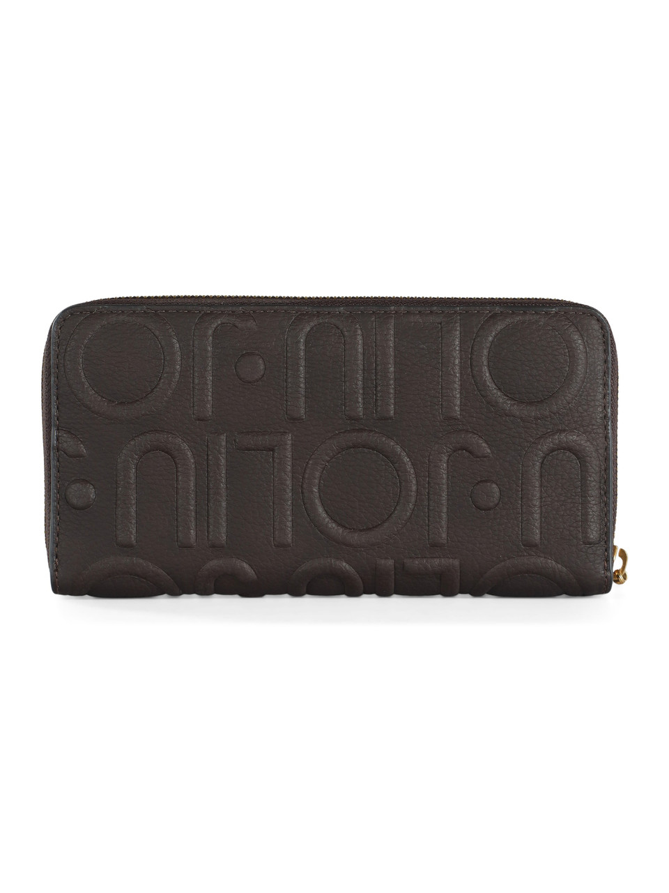 MARRONE | Portafoglio con zip CALIWEN Large con logo impresso