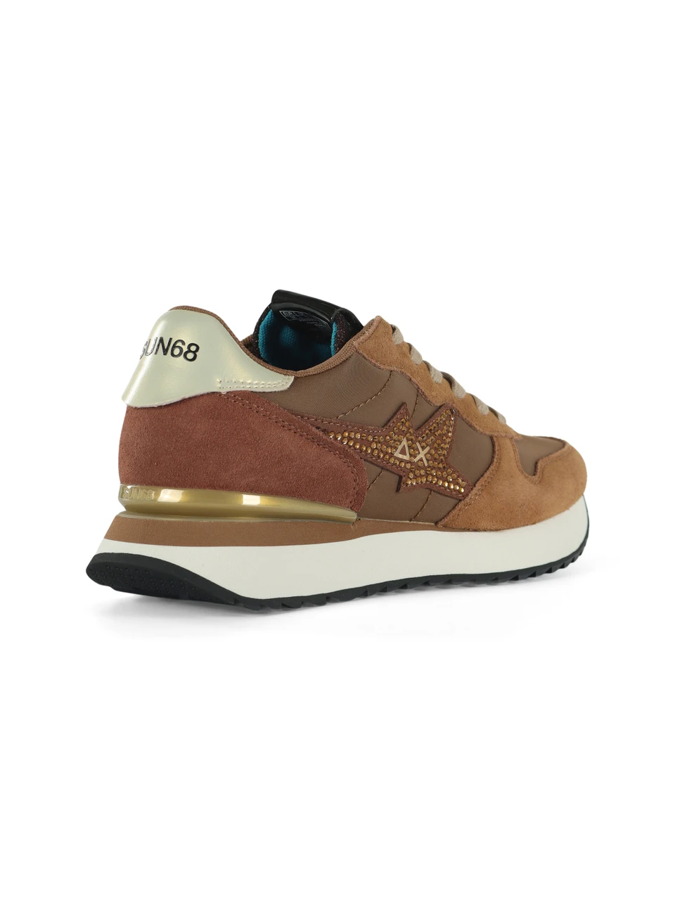 MARRONE CHIARO | Sneakers in pelle e tessuto STARGIRL STRASS LOGO