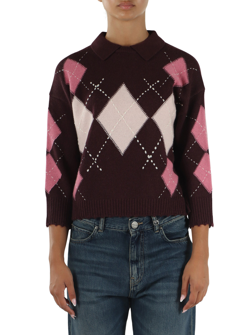 BORDEAUX | Maglia in lana e cashmere CORK con colletto
