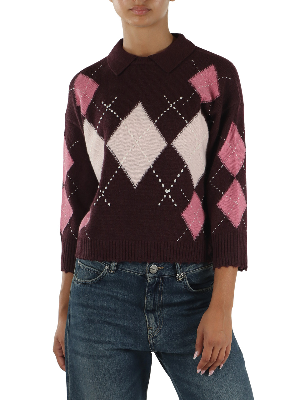 BORDEAUX | Maglia in lana e cashmere CORK con colletto