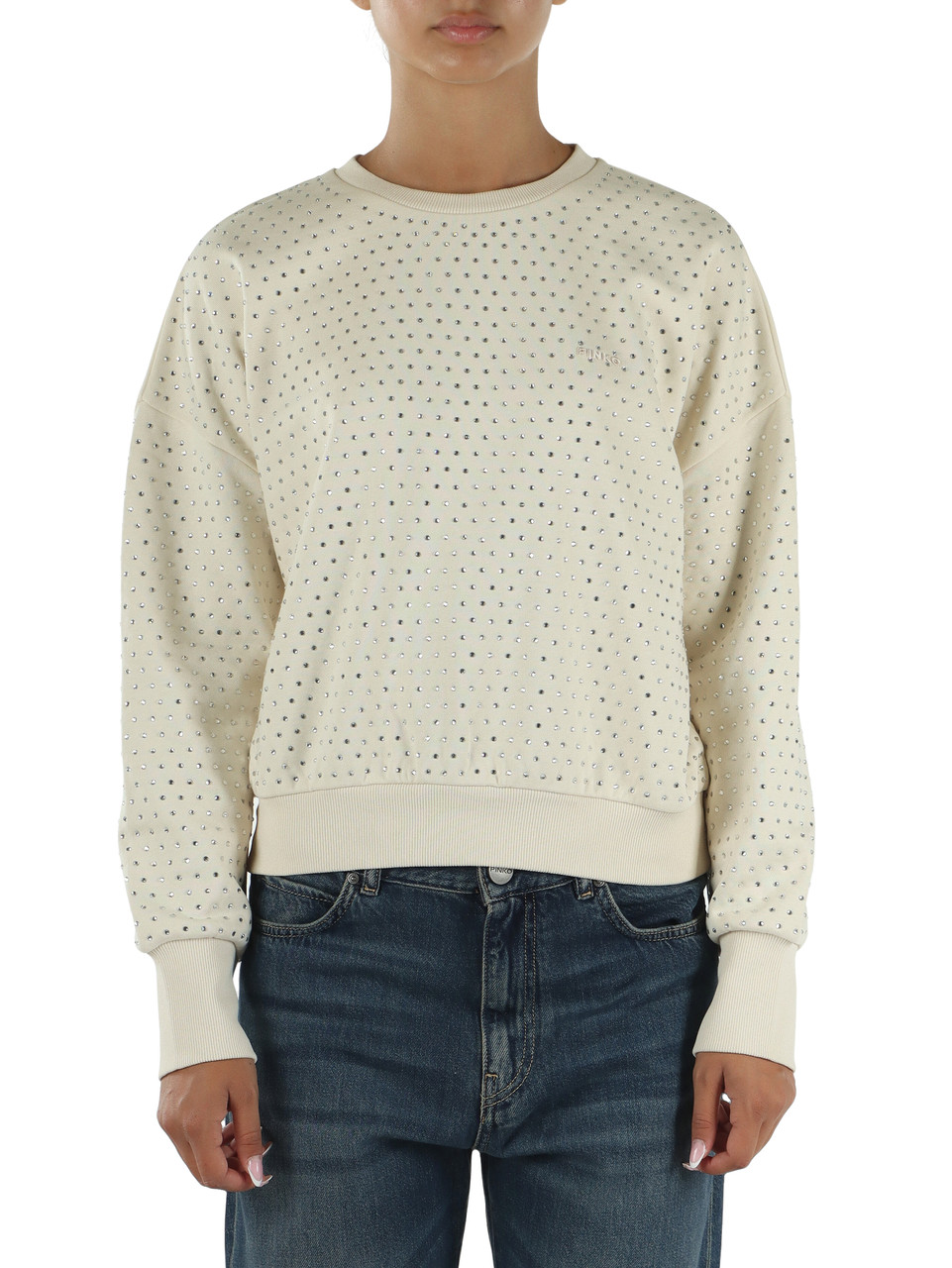 BEIGE | Felpa girocollo con strass MONACI