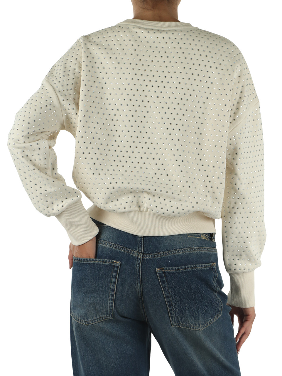 BEIGE | Felpa girocollo con strass MONACI