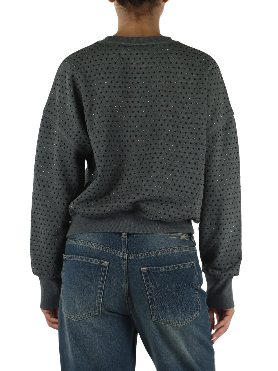 GRIGIO SCURO | Felpa girocollo con strass MONACI