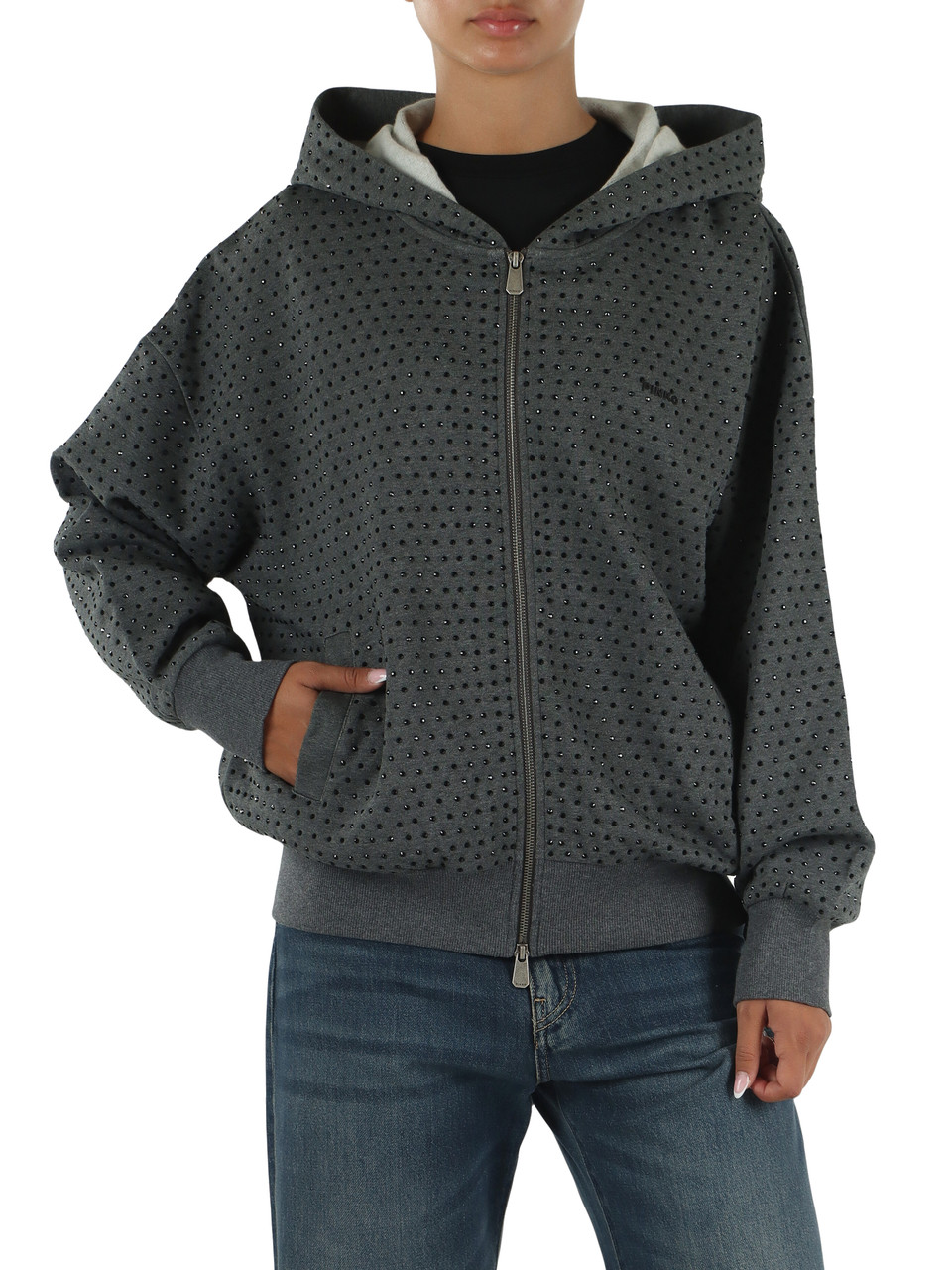 GRIGIO SCURO | Felpa con zip e cappuccio LUGANO