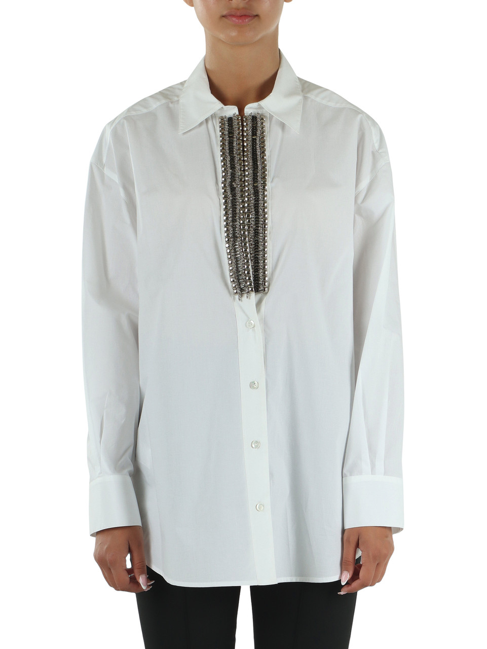 BIANCO | Camicia in popeline CAPIRAI con applicazioni in metallo