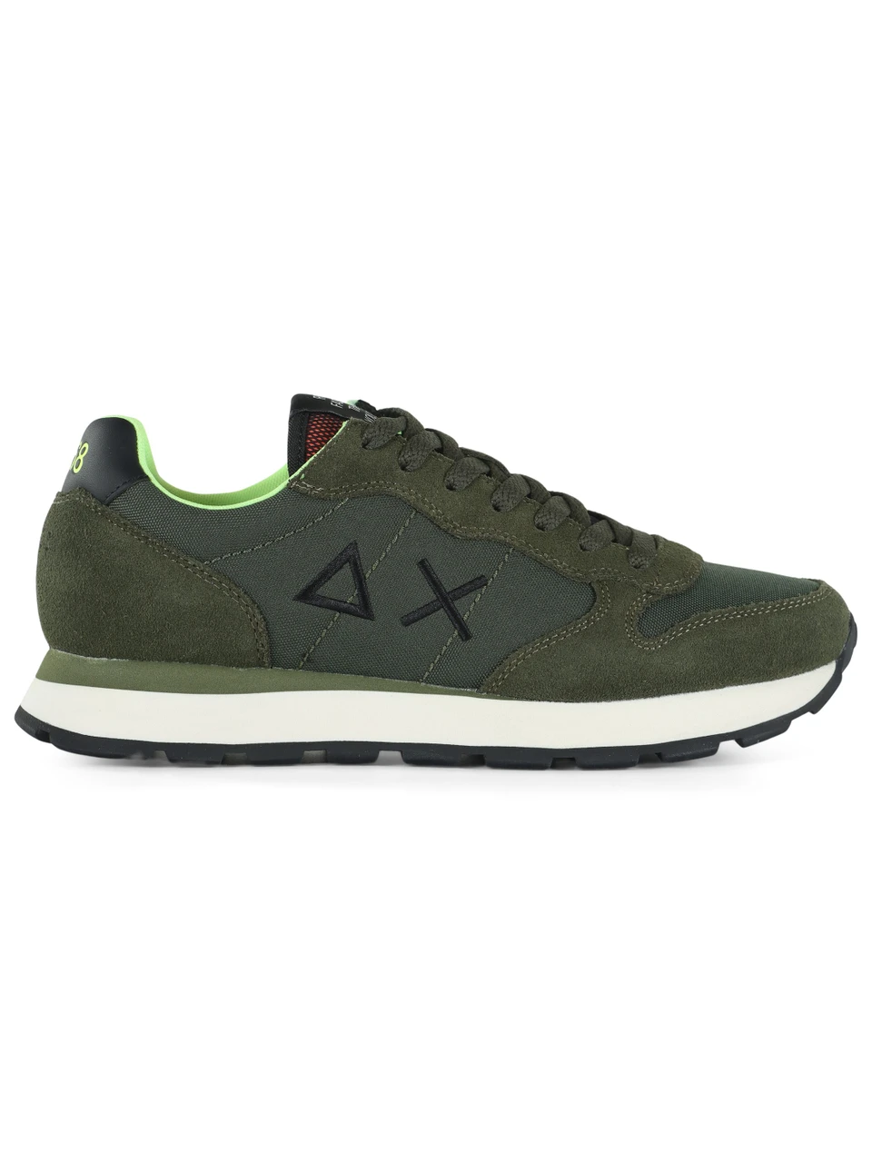 VERDE SCURO | Sneakers in pelle e tessuto TOM FLUO