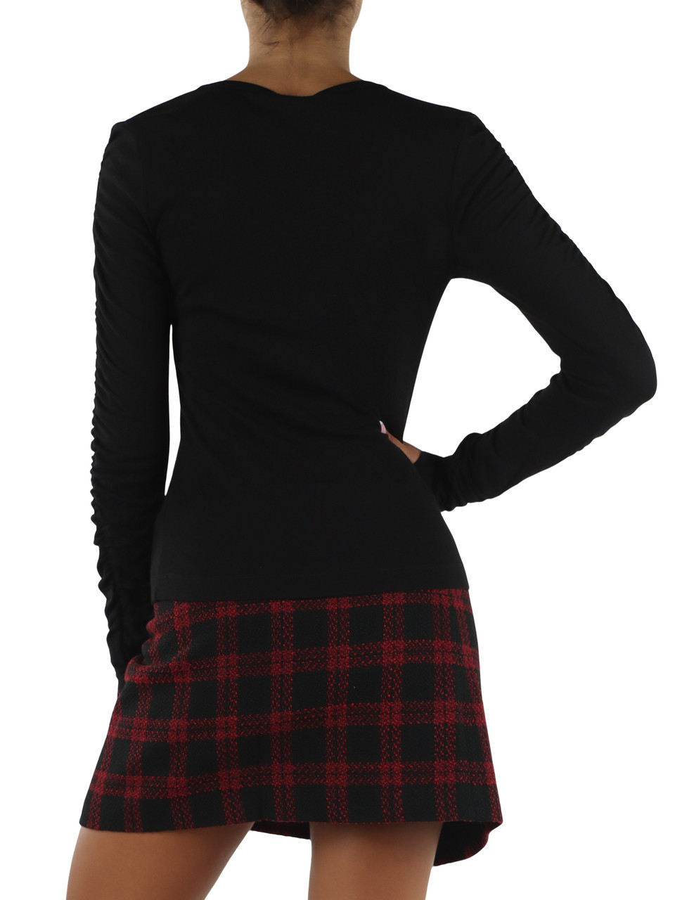 NERO | Maglia in lana e cotone MUSCARI con maniche drappeggiate