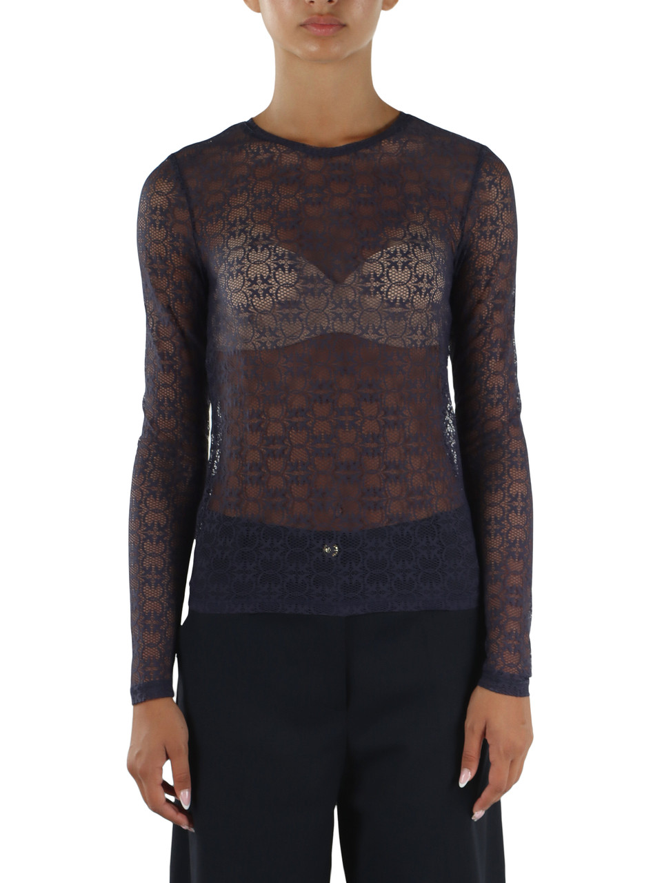 BLU | Top manica lunga in pizzo motivo logo ROVER