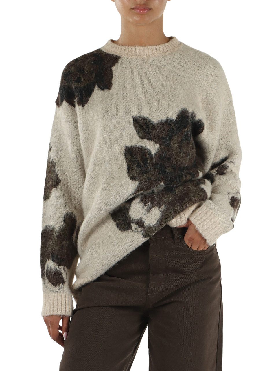 BEIGE | Maglia over RUGGITO in misto lana, viscosa e alpaca