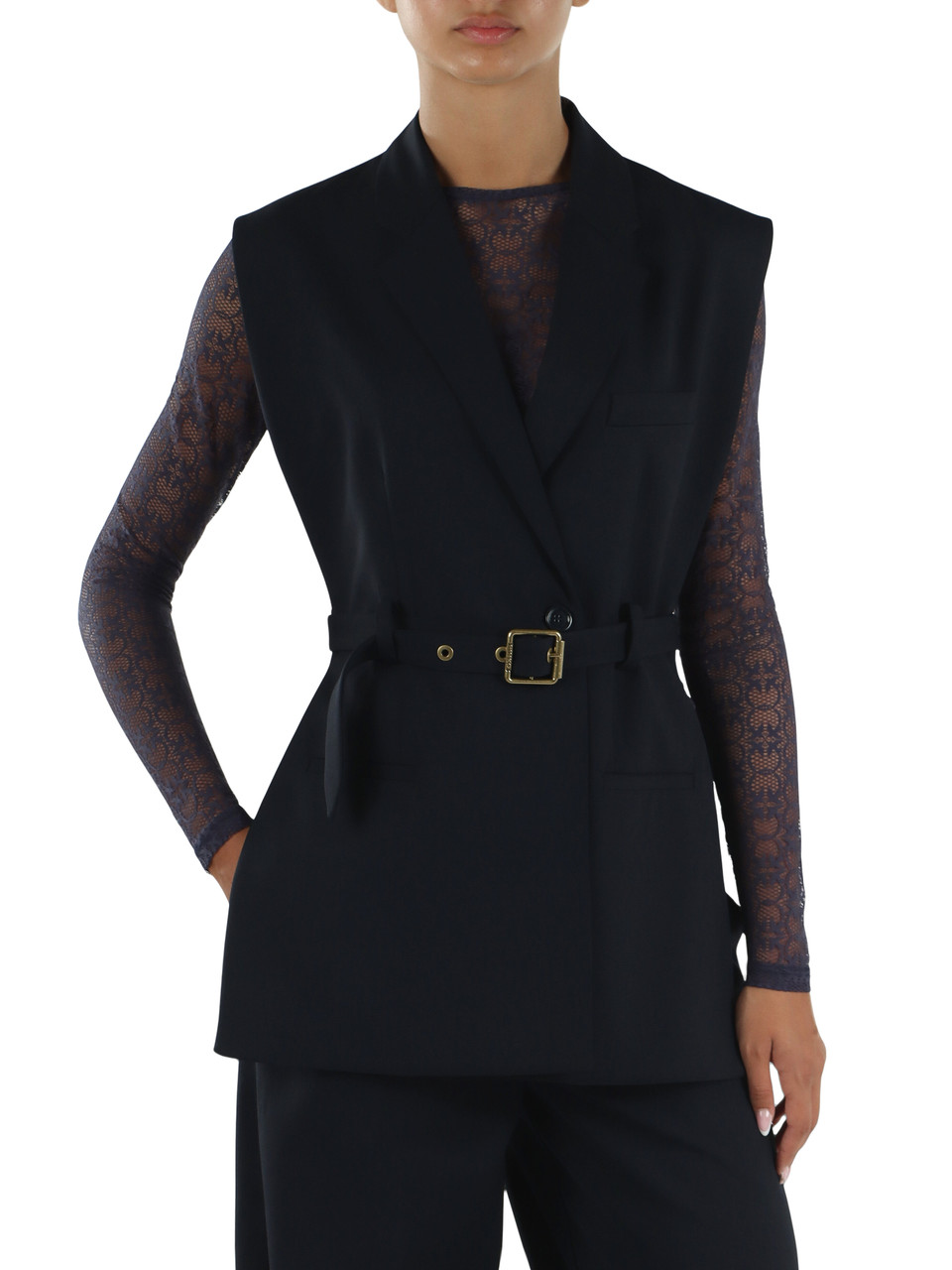 BLU SCURO | Gilet in misto lana e viscosa NURAQUS