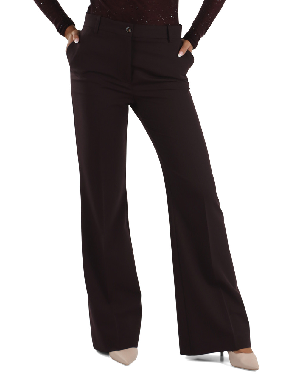 BORDEAUX | Pantalone svasato in tessuto fluido PETALO