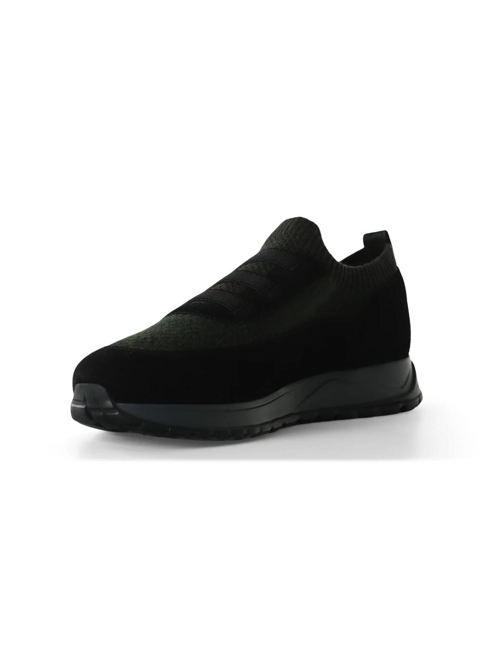 SCHWARZ | Slip-on-Sneakers aus Wildleder und Stoff