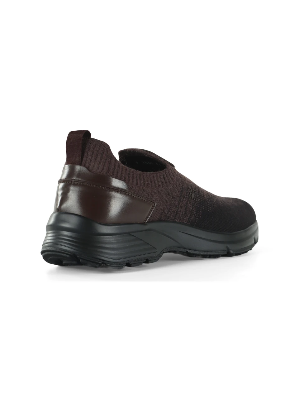 MARRONE | Sneakers slip on in pelle e tessuto