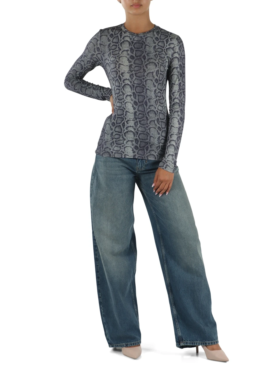 BLU CHIARO | LIU JO feat. ELODIE: T-shirt manica lunga in viscosa stretch