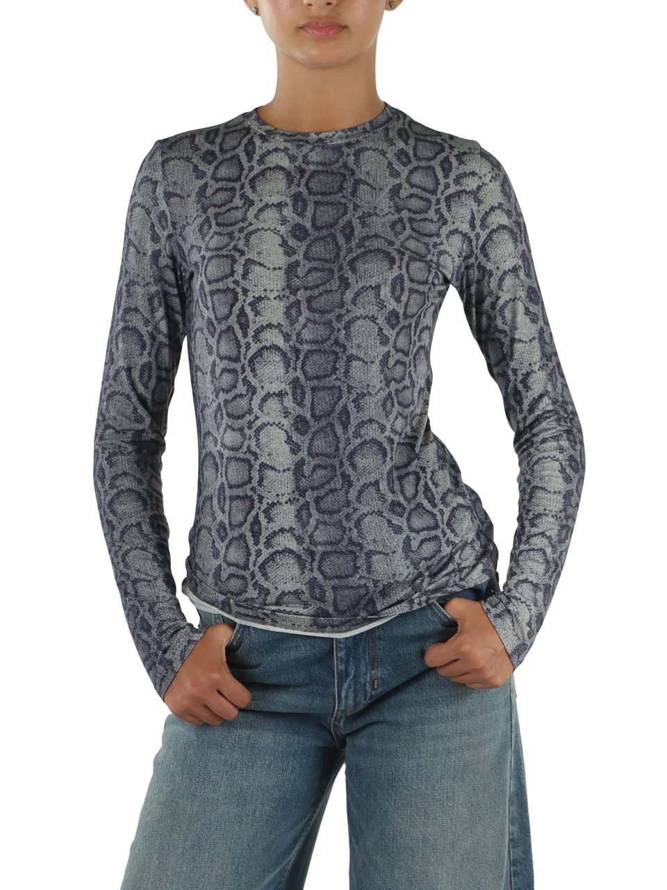 BLU CHIARO | LIU JO feat. ELODIE: T-shirt manica lunga in viscosa stretch