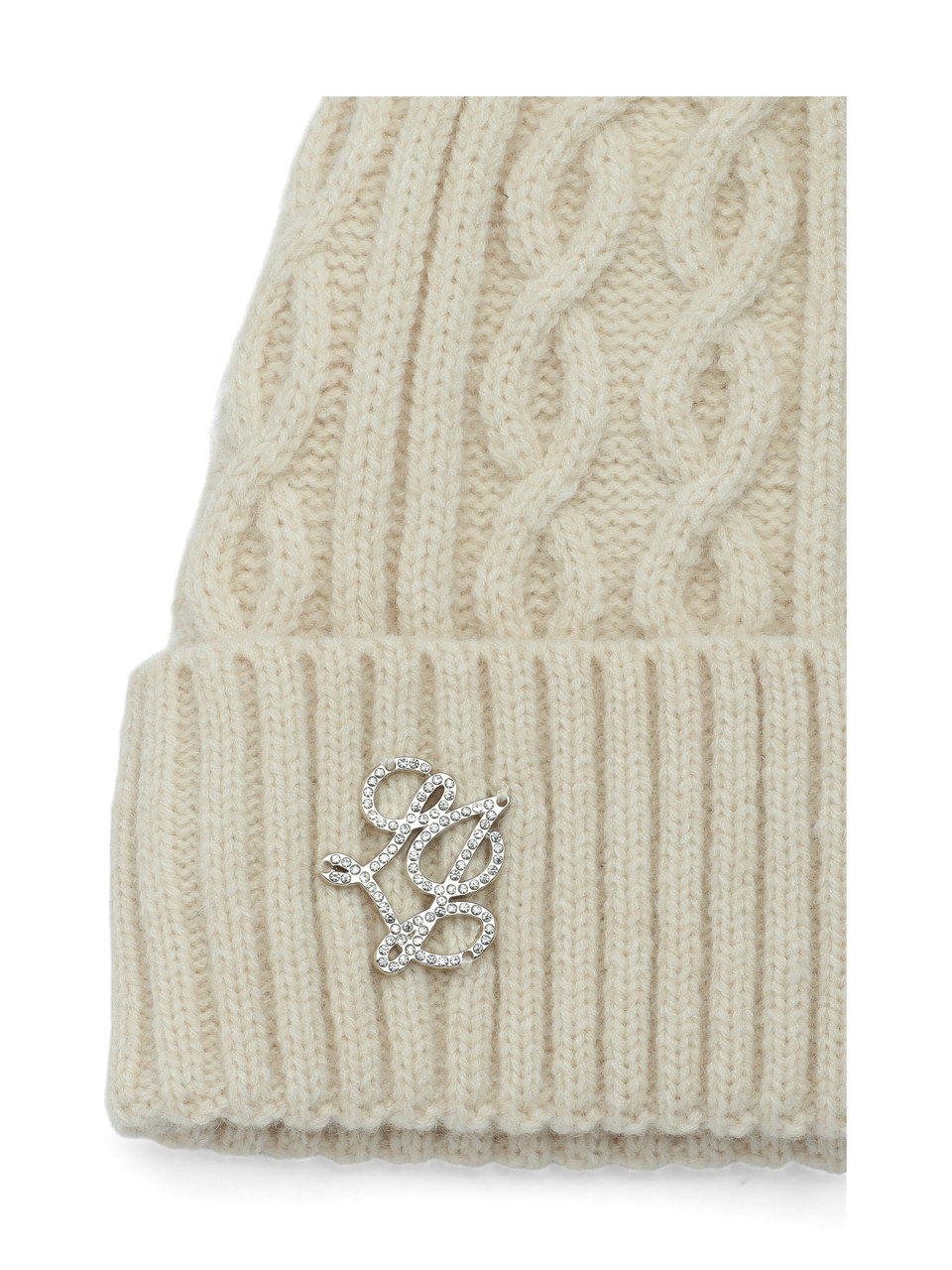 BEIGE | Cappello con ponpon e lavorazione a trecce