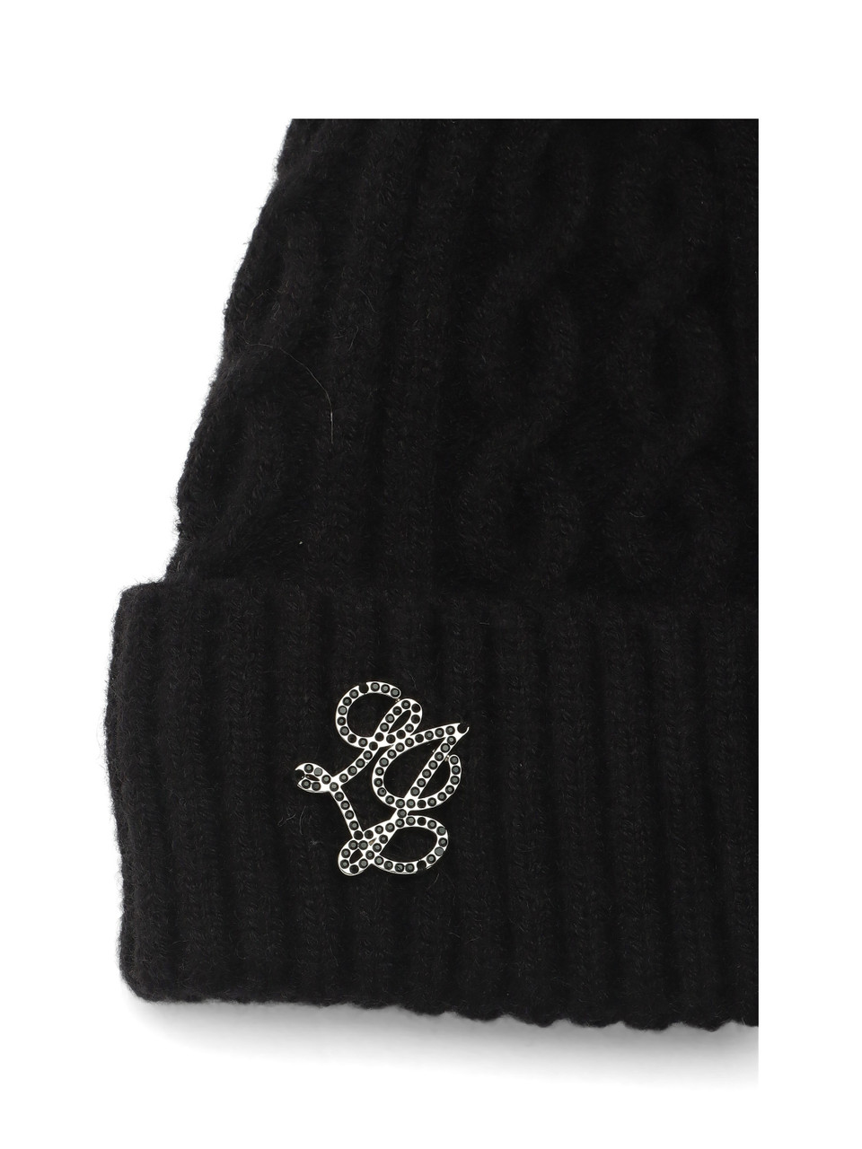 NERO | Cappello con pon pon e lavorazione a trecce