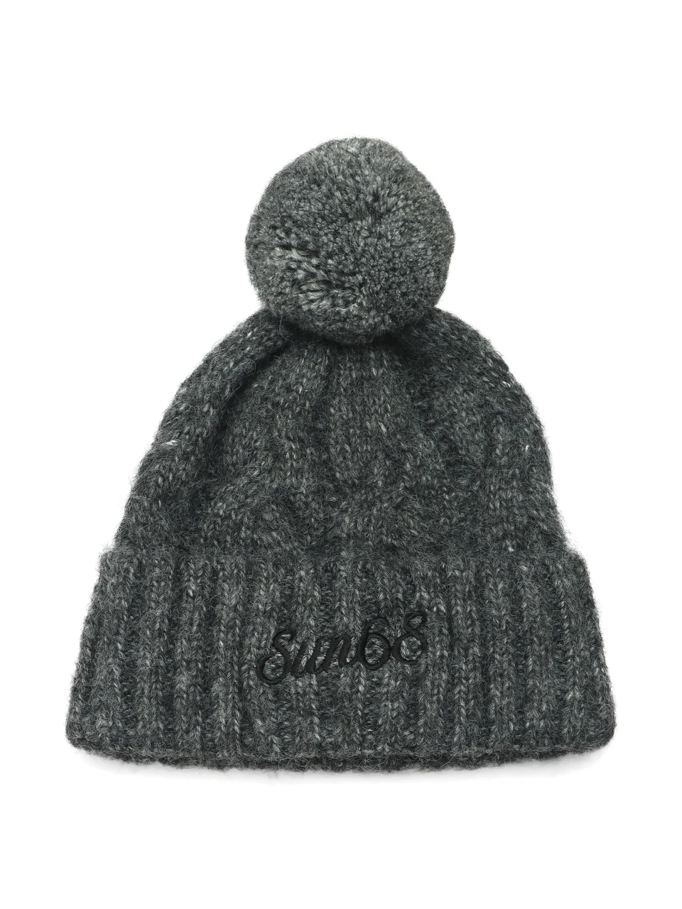 GRIGIO SCURO | Cappello in misto lana merino con pon pon