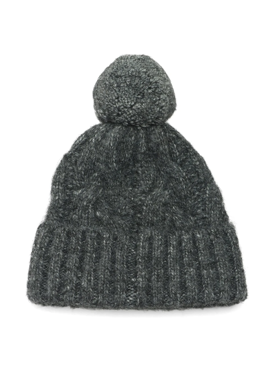 GRIGIO SCURO | Cappello in misto lana merino con pon pon