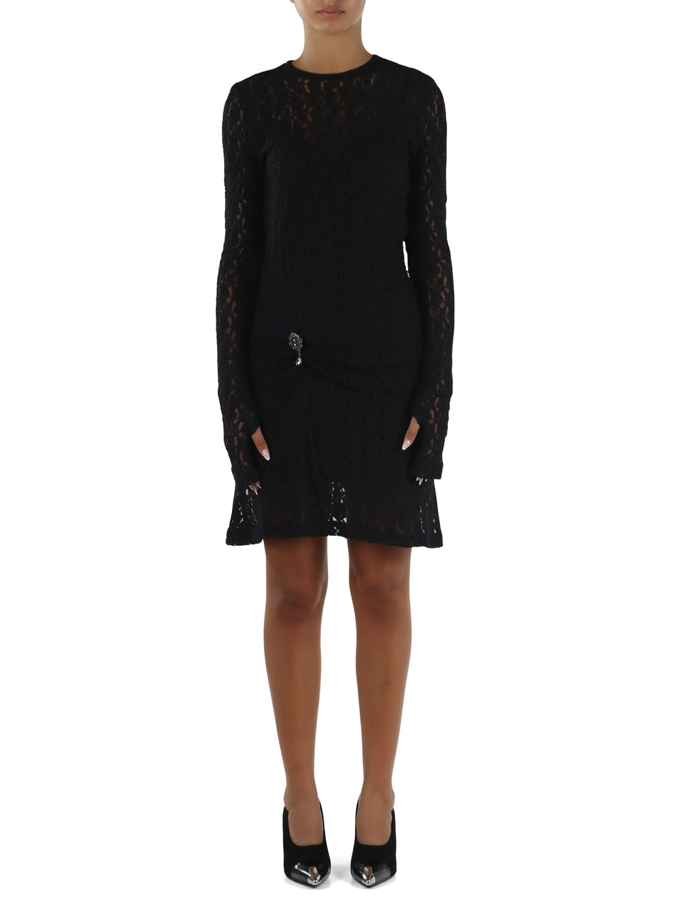 NERO | Vestito drappeggiato in pizzo
