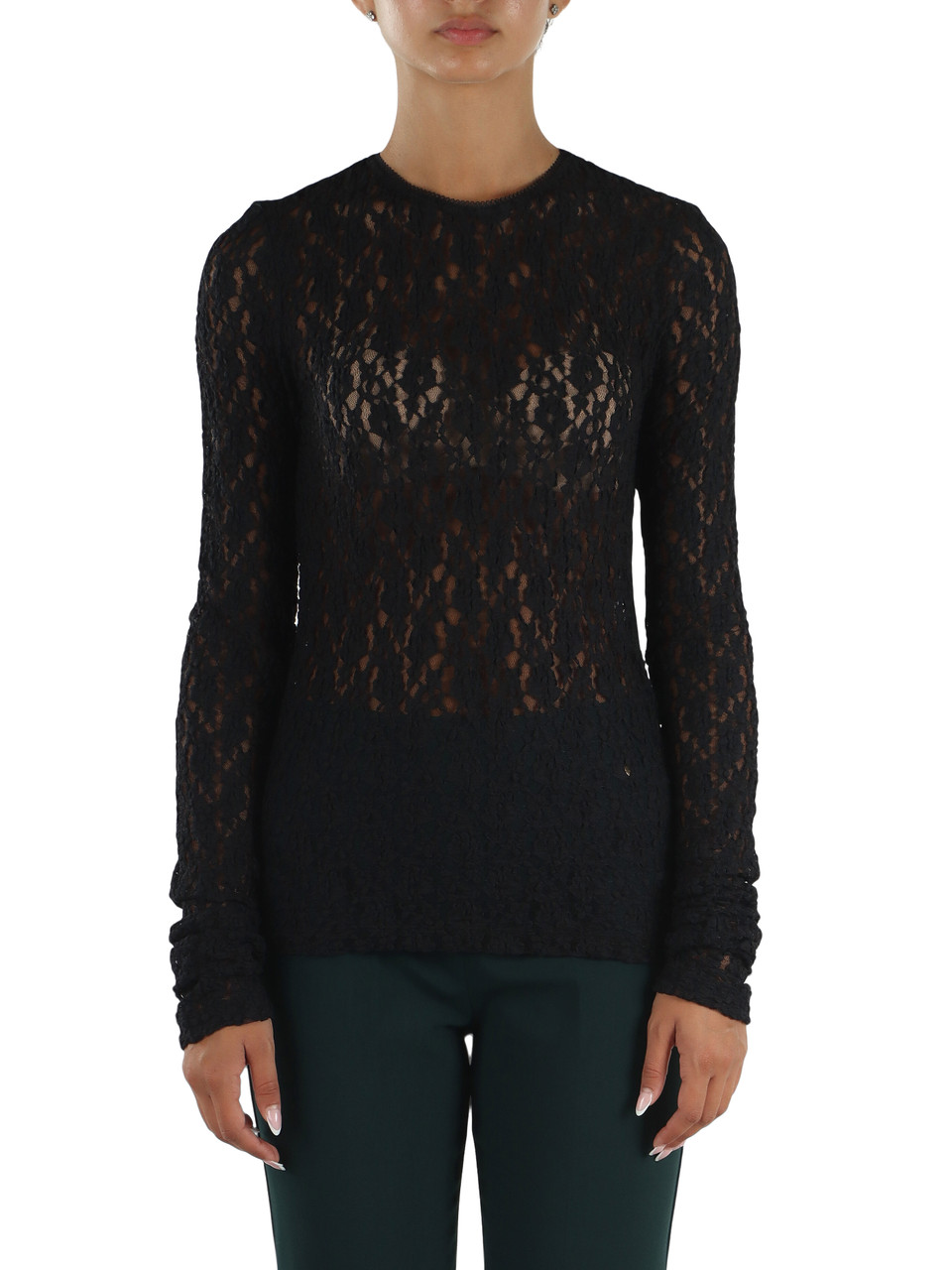 NERO | Top manica lunga in pizzo