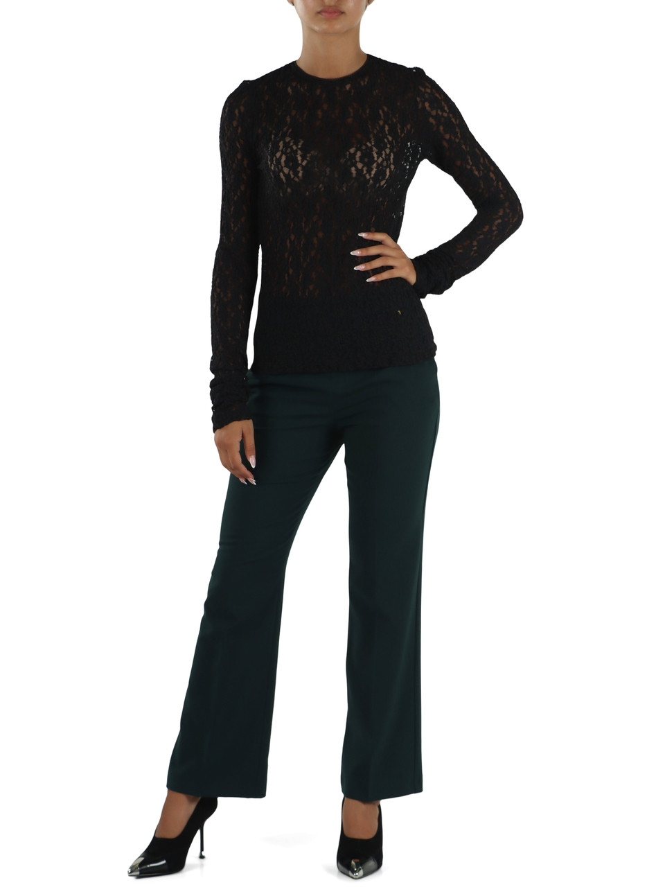 NERO | Top manica lunga in pizzo