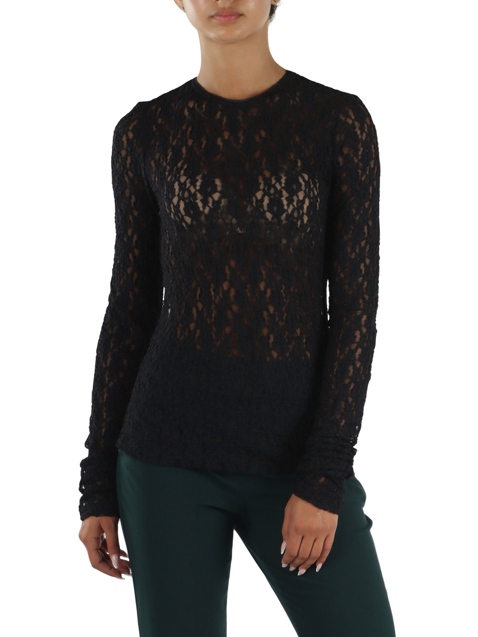 NERO | Top manica lunga in pizzo